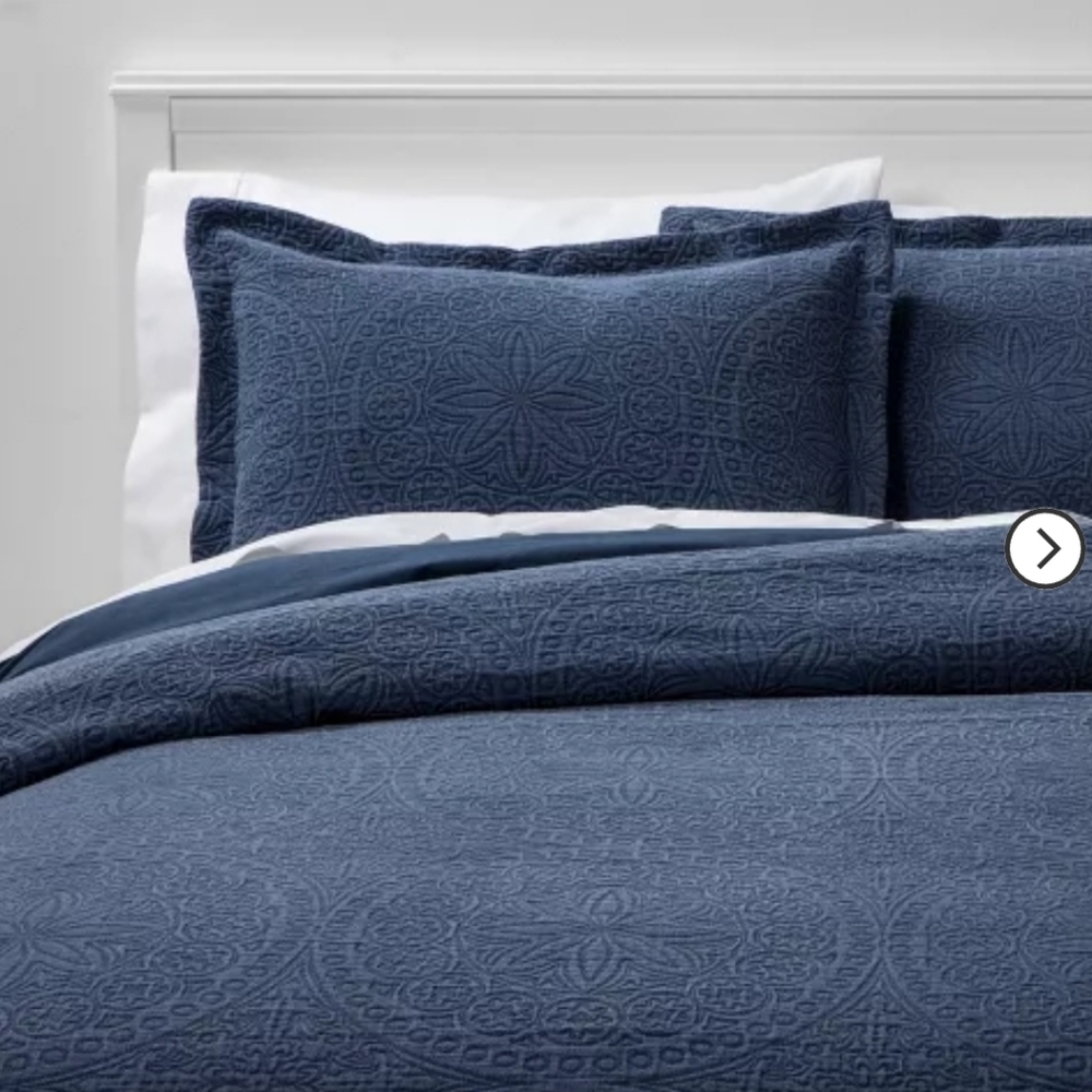 Threshold Navy Indigo Medallion Matelasse King Duvet